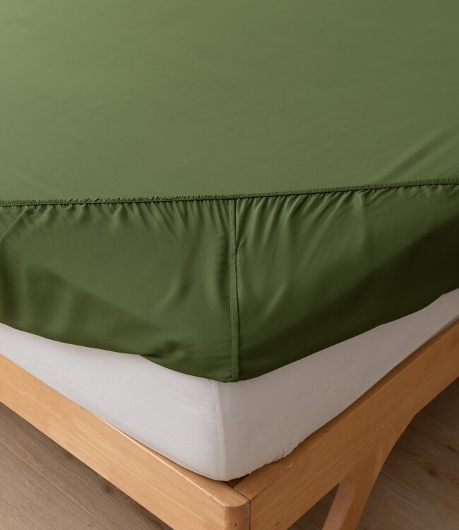 Donkergroen bamboe Hoeslaken Premium - 400TC Tanboocel - Deep Moss