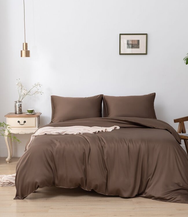 Donkerbruin bamboe dekbedovertrek Premium - 400TC Tanboocel - 100% bamboe Coffee Brown