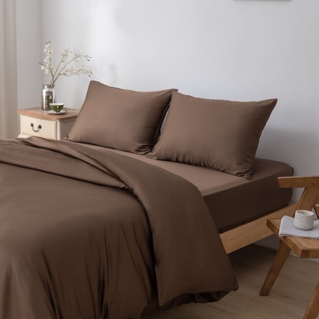 Donkerbruin bamboe dekbedovertrek Premium - 400TC Tanboocel - 100% bamboe Coffee Brown