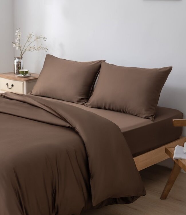 Donkerbruin bamboe dekbedovertrek Premium - 400TC Tanboocel - 100% bamboe Coffee Brown