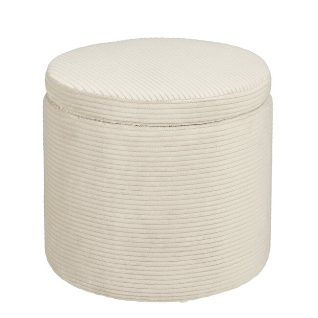 Mica Decorations Pouf mit Stauraum - Gebrochenes Weiß - H40,5 × Ø42 cm