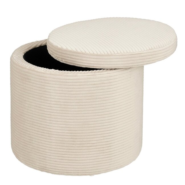 Mica Decorations Pouf mit Stauraum - Gebrochenes Weiß - H40,5 × Ø42 cm