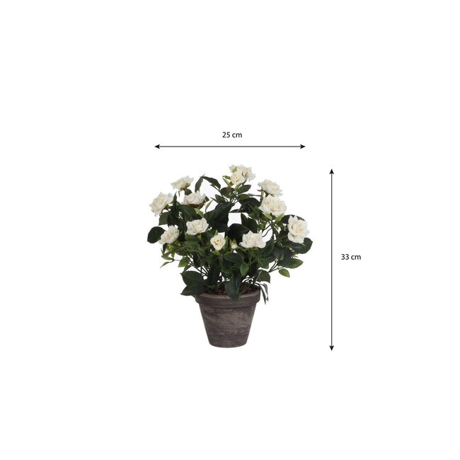 Mica Decorations Künstlicher Rosenstrauch - Weiß - H33 × Ø25 cm