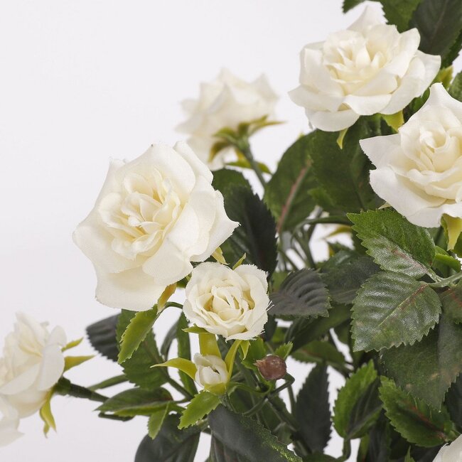 Mica Decorations Artificial Rose Bush - White - H33 × Ø25 cm