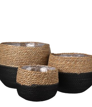 Mica Decorations Plantenmand set Zwart 3Zeegras