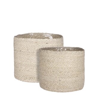 Mica Decorations Plantenmand set Crème 2Jute