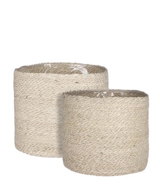 Mica Decorations Plantenmand set Crème 2Jute
