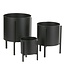 Mica Decorations Jessy Bloempot op Standaard - Set van 3 - H35 x Ø27 cm - Metaal - Zwart