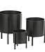 Jessy Bloempot op Standaard - Set van 3 - H35 x Ø27 cm - Metaal - Zwart