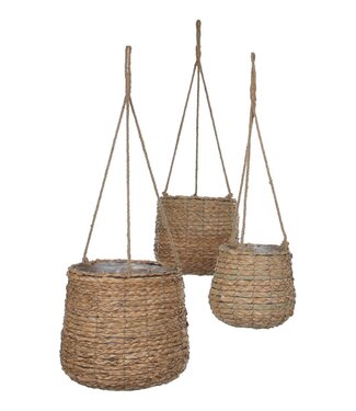 Bloempot binnen hangend Lichtbruin 3Zeegras