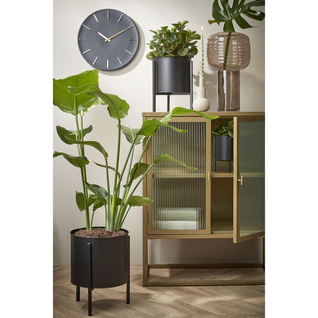 Mica Decorations Jessy Metal Plant Pots on Stands - Black - Set of 3