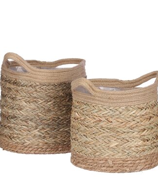 Mica Decorations Plantenmand set Lichtbruin 2Zeegras