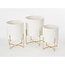 Mica Decorations Aries Blumentöpfe mit Ständern aus Eisen - Weiß - 3er-Set
