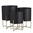 Mica Decorations Aries Blumentöpfe mit Ständern aus Eisen - Schwarz - 3er-Set