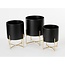 Mica Decorations Aries Blumentöpfe mit Ständern aus Eisen - Schwarz - 3er-Set