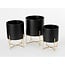 Mica Decorations Aries Iron Plant Pots on Stands - Black - Set of 3