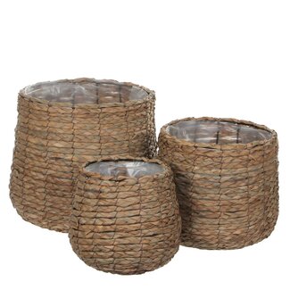Mica Decorations Plantenmand set Lichtbruin 3Zeegras
