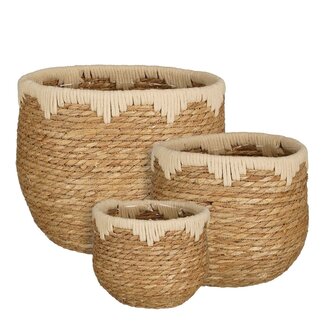 Mica Decorations Plantenmand set Beige 3Zeegras