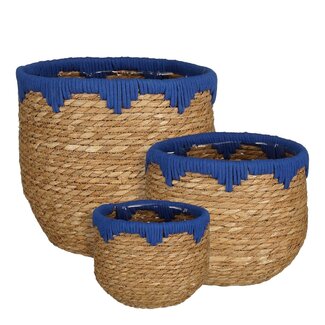 Mica Decorations Jorck Pflanzkörbe aus Seegras - Blau - 3er-Set