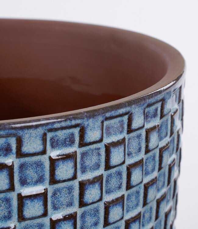 Bloempot binnen Blauw 1Keramisch