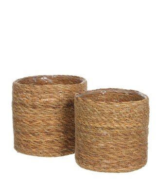 Mica Decorations Plantenmand set Lichtbruin 2Zeegras