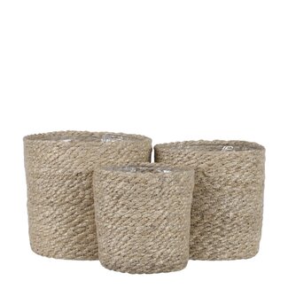 Mica Decorations Plantenmand set Crème 3Jute