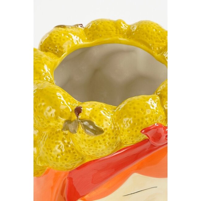 Mica Decorations Funny Blumentopf für drinnen aus Kalkstein - Gelb - H24,5 cm