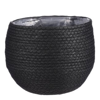 Mica Decorations Jorck Paper Plant Basket - Black - H19 × Ø22 cm