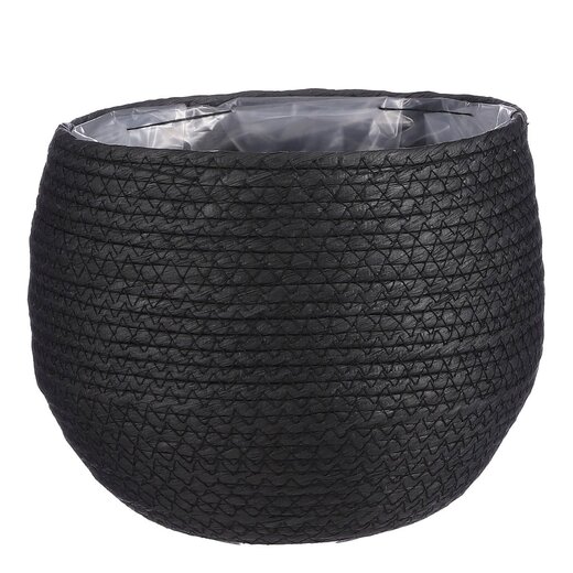 Mica Decorations Jorck Paper Plant Basket - Black - H19 × Ø22 cm