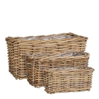 Mica Decorations Marcia Rattan Outdoor Plant Baskets - Grey - Set of 3