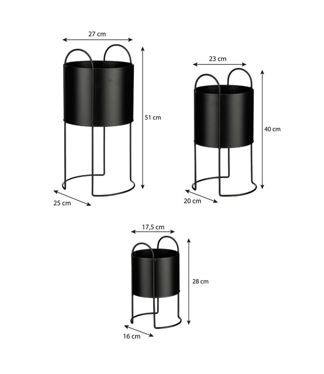 Bloempot binnen Zwart 3Ijzer