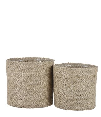 Mica Decorations Plantenmand set Crème 2Jute