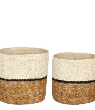 Plantenmanden set Wit 2Zeegras