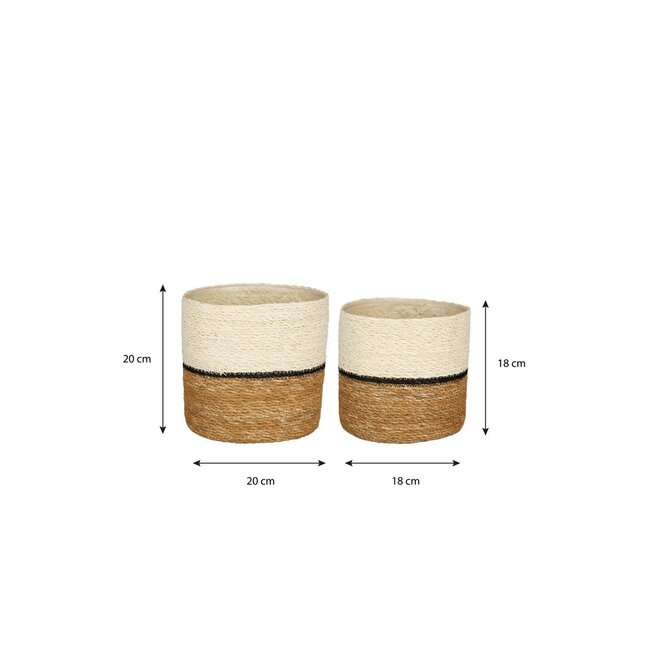 Mica Decorations Damian Seagrass Plant Baskets - White - Set of 2