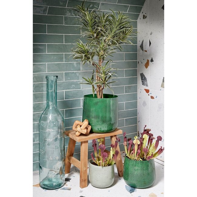 Mica Decorations Benson Blumentopf für drinnen aus Eisen - Hellgrau