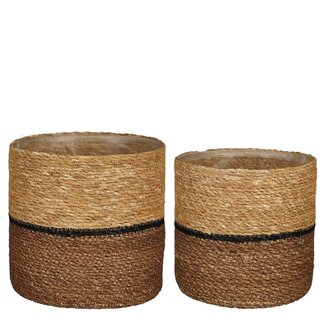 Mica Decorations Plantenmanden set Bruin 2Zeegras
