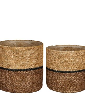 Mica Decorations Plantenmanden set Bruin 2Zeegras