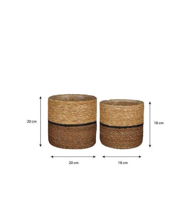 Plantenmanden set Bruin 2Zeegras