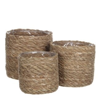 Mica Decorations Plantenmand set Lichtbruin 3Zeegras
