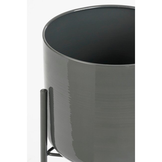 Mica Decorations Colyn Iron Plant Pot on Stand - Black - H60 cm
