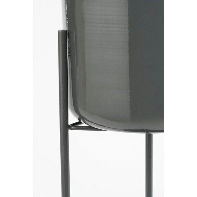 Mica Decorations Colyn Iron Plant Pot on Stand - Black - H60 cm