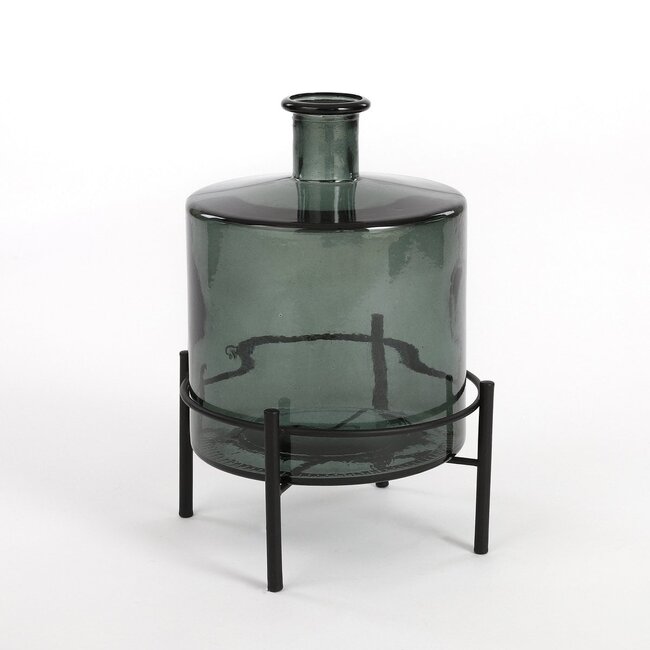 Mica Decorations Guan Flaschenvase aus Glas - Grau - H26 × Ø21 cm