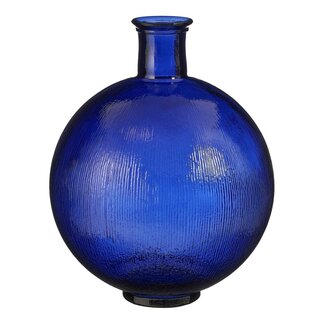 Mica Decorations Firenza Flaschenvase aus Glas - Dunkelblau - H42 cm