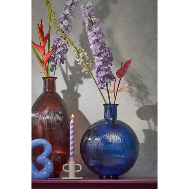 Mica Decorations Firenza Glass Bottle Vase - Dark Blue - H42 cm