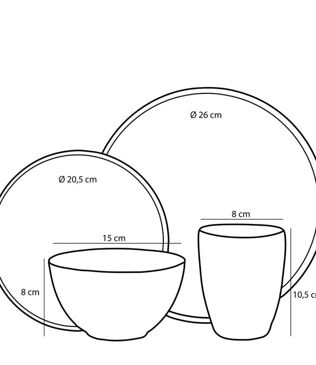 Servies set Grijs 16Keramisch