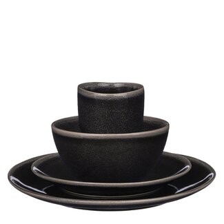 Mica Decorations Tabo Geschirrset aus Keramik - Schwarz - 16-teilig