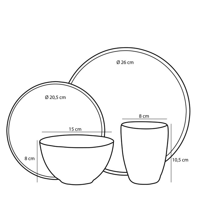 Mica Decorations Tabo Ceramic Dinnerware Set - Black - 16-Piece Set