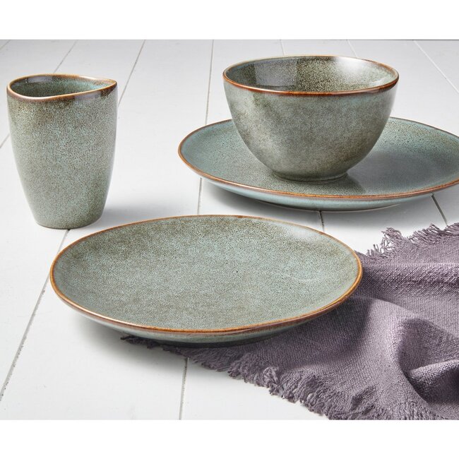 Mica Decorations Tabo Ceramic Dinnerware Set - Green - 16-Piece Set