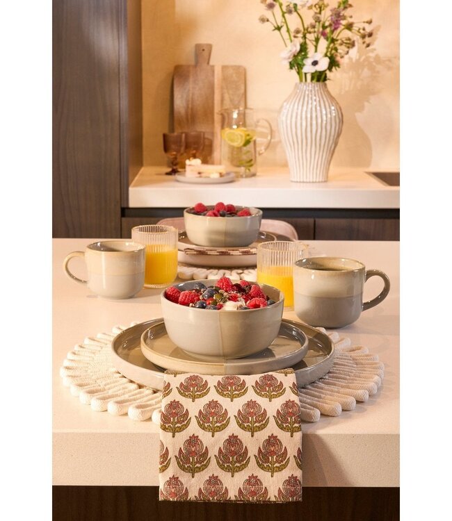 Servies set Grijs 16Aardewerk