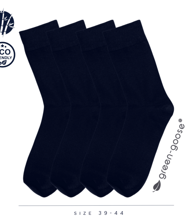 green-goose Bamboe Herensokken - 4 Paar - Zwart - Maat 39-44 - 85% Bamboe